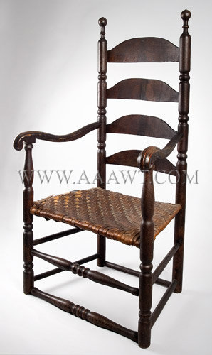 New England Slat-Back Armchair...in old surface
Mixed Woods
Second half-18th century, angle view